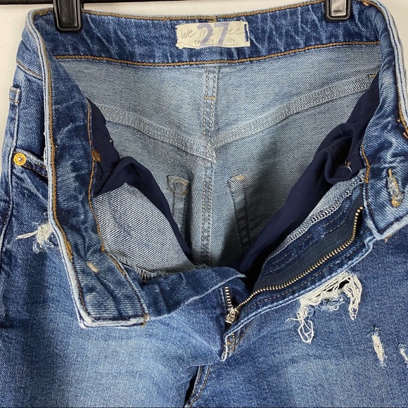Free People High Waisted Slim Straight Leg Distressed Denim Jeans - Picture 6 of 12